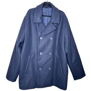 Old Navy Soft Brushed Double Breasted Peacoat Coat Navy Blue Mens XXXL Tall NWT